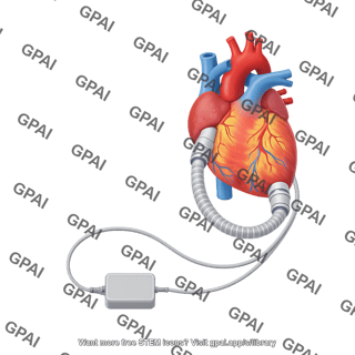 Left ventricular assist device on human heart