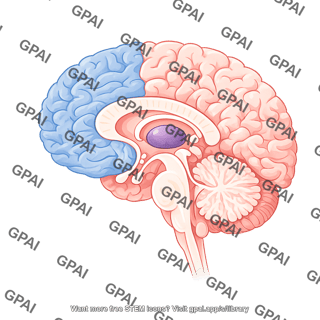 Brain sagittal cut thalamus and cortex 894