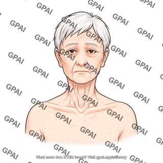 Elderly adult head 1 gender neutral underweight anterior