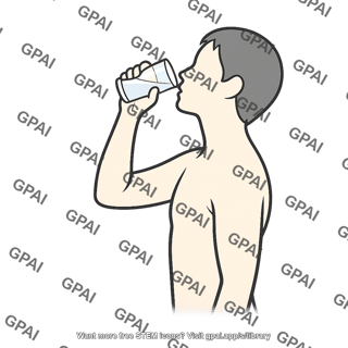 Adult drinking from glass gender neutral lateral silhouette