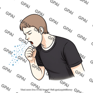 Coughing adult with spray