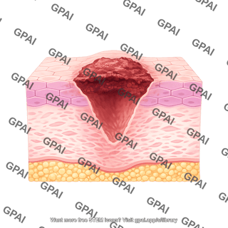 Skin epithelium wound with scab