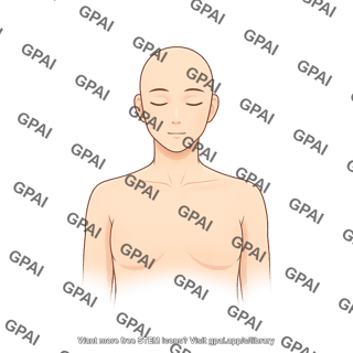 Adult head and chest gender neutral eyes closed anterior