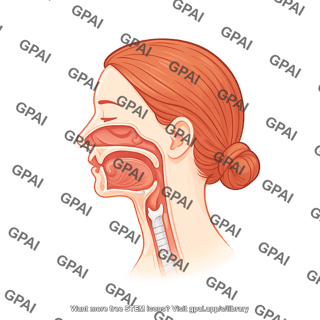 Upper respiratory tract female with head