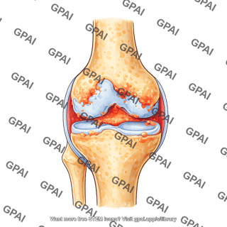 Knee joint cross section arthritic