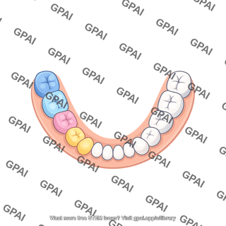 Dentition primary lower color coded