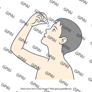 Adult using eye drops gender neutral lateral silhouette 913