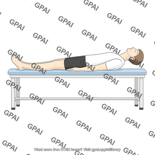 Adult on exam table supine head tilt