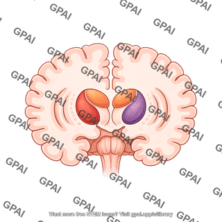 Brain coronal cut thalamus regions