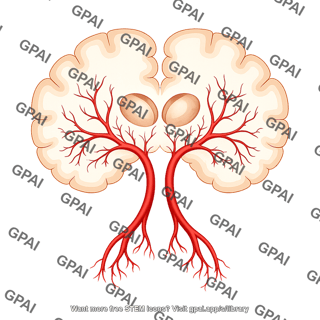 Brain coronal cut thalamus caudal vessels