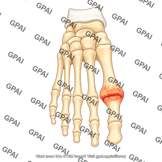 Foot bones anterior with podagra