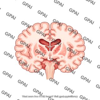 Brain coronal cut at basal ganglia