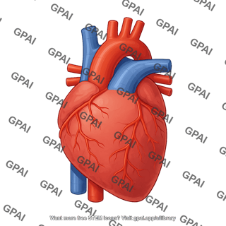 Heart lateral simplified with coronary arteries