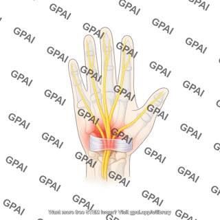 Carpal tunnel syndrome with affected area overlay