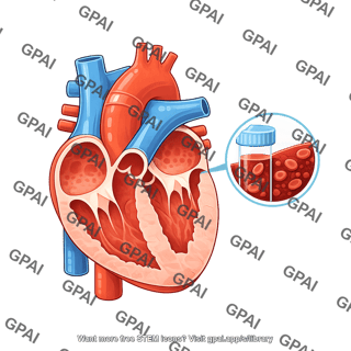 Heart cross section plax with blood