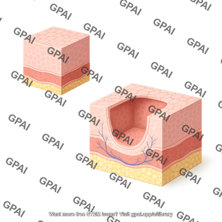 Skin tissue cube biopsy removed
