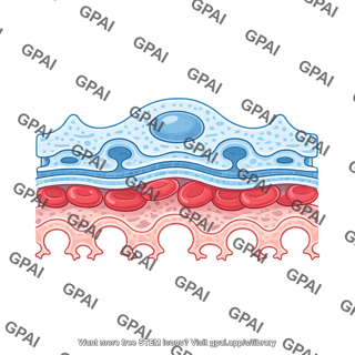 Glomerular capillary barrier cross section with red blood cells