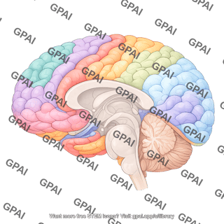 Brain medial view with desikan killiany parcellations 844