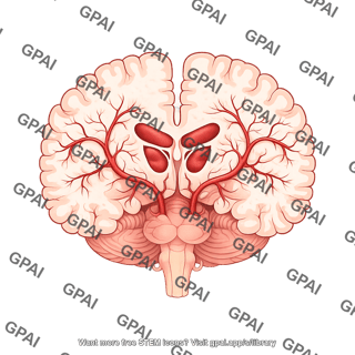 Brain coronal cut at thalamus caudal with vessels