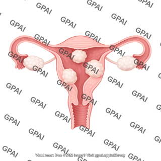 Female reproductive system cross section with fibroids 1