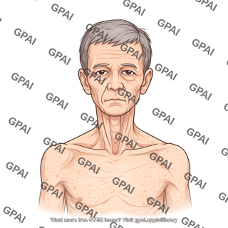 Elderly adult 3 head male underweight anterior