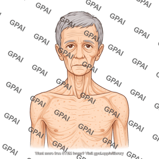 Elderly adult 5 head male underweight anterior