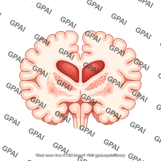Brain coronal cut at thalamus postcentral gyrus