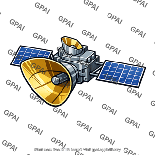 Satellite with dish antenna