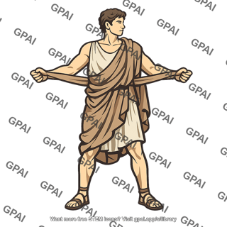 Ancient man pulling fabric