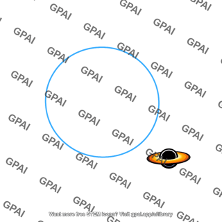 Blue circle and ringed planet