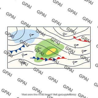 Weather map with precipitation shading