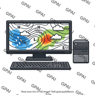 Computer workstation weather map