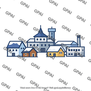 Snowy town illustration