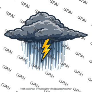 Air mass thunderstorm with lightning and rain