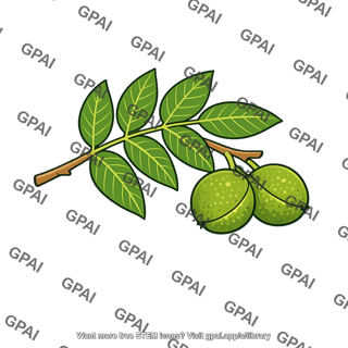 Walnut branch with fruit