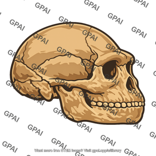 Hominin skull flat faced