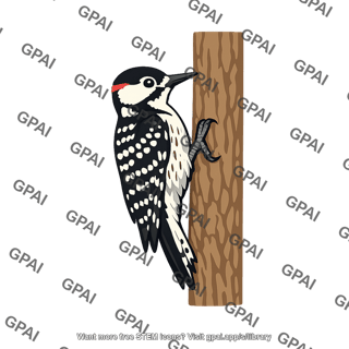 Red cockaded woodpecker clinging