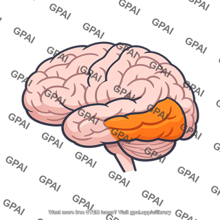 Temporal lobe highlighted in brain