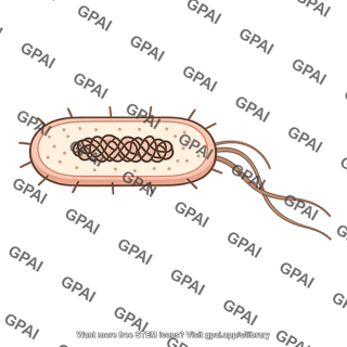 Escherichia coli cell with pili and flagella