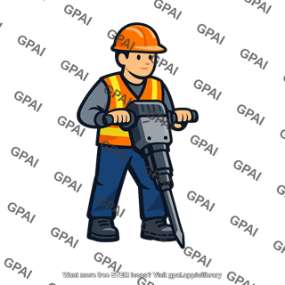 Construction worker with jackhammer