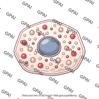 Virus infected cell with intracellular particles