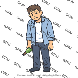Sad man with bottle