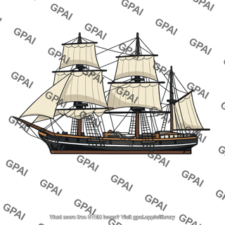 Three masted sailing ship