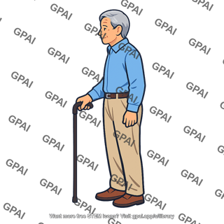 Elderly man with cane