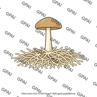 Fungus mycelium with fruiting body