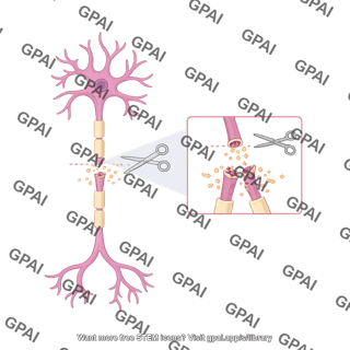 Multipolar neuron axotomy with callout