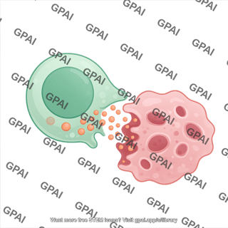 Cytotoxic t cell with granules attacking