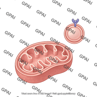 Mitochondrion 2d with double membrane derived vesicle with receptor