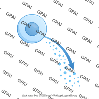 Cytokine release curved downward from cell