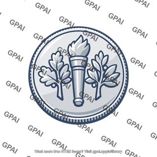 Coin with torch and leaves